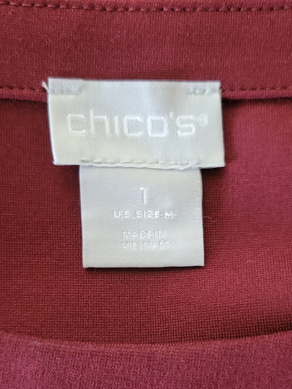 Chico's Cranberry‎ Ponte Long Sleeve Tunic Size Medium
